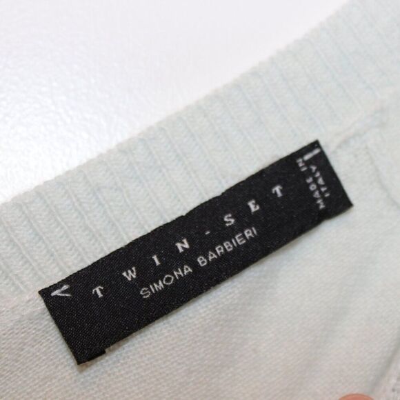 Twin-Set Wool Angora Cashmere blend Lace Hem Button-Up Sweater cardigan  Large - Picture 9 of 11